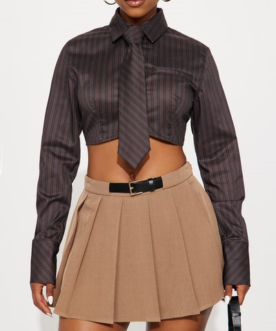 Woman Striped Poplin Tie